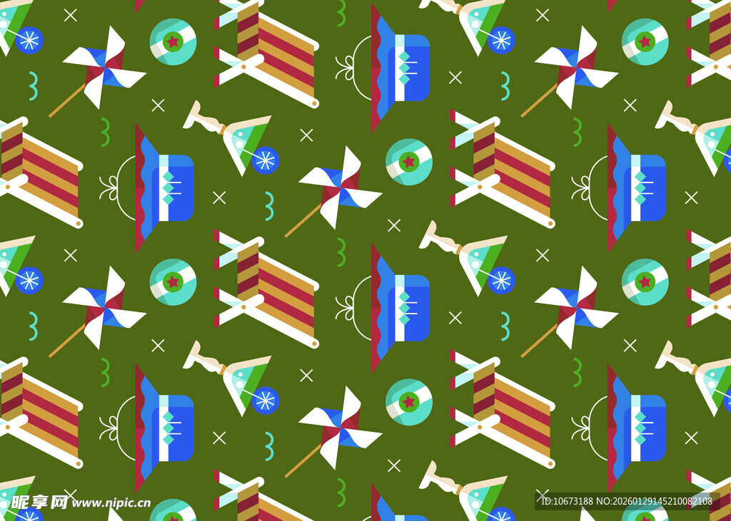 复古飞机图案绿色背景图