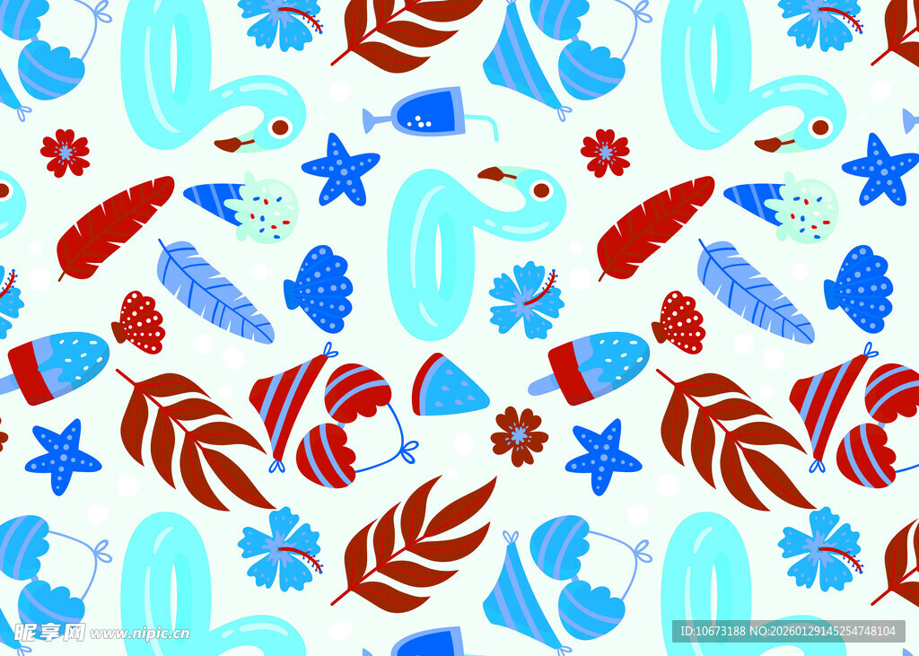 海洋元素无缝图案设计