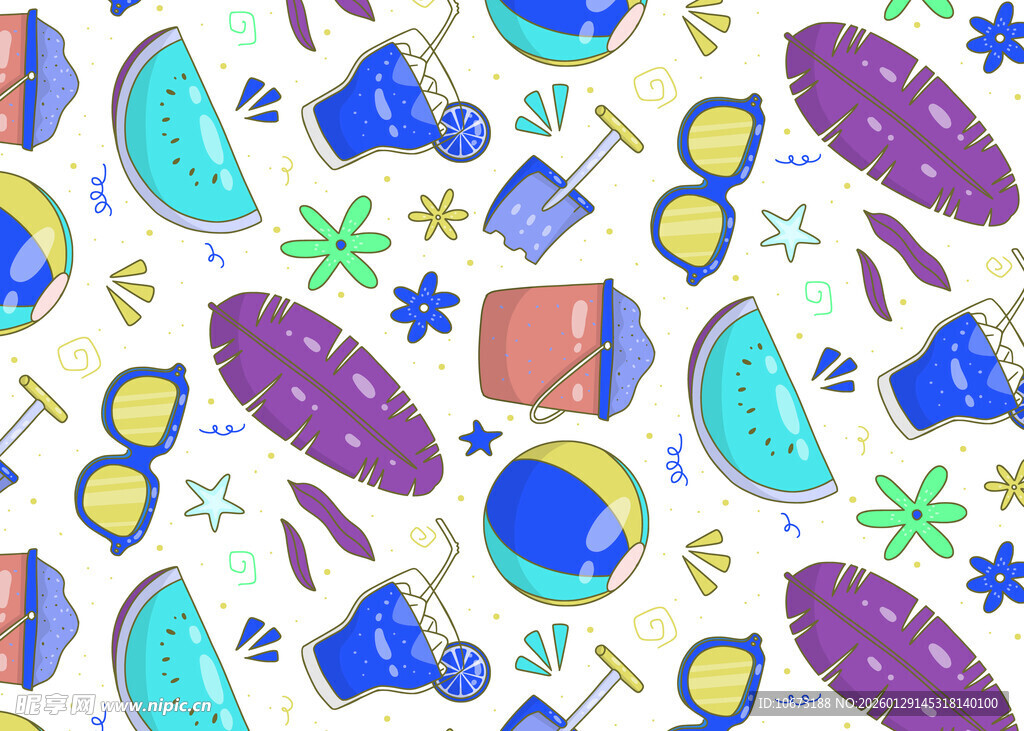 多彩卡通太空元素图案