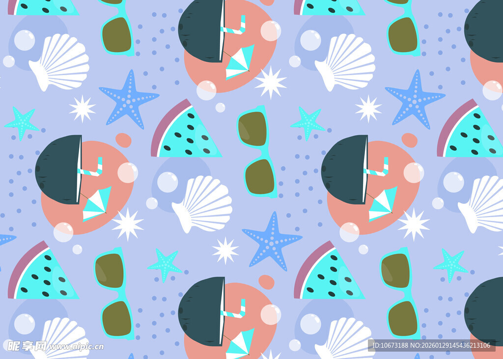 海洋元素卡通图案背景