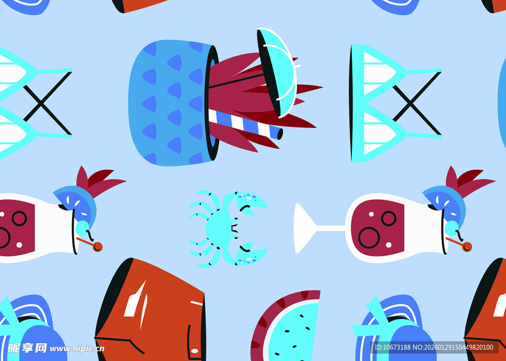 多彩户外露营装备图案