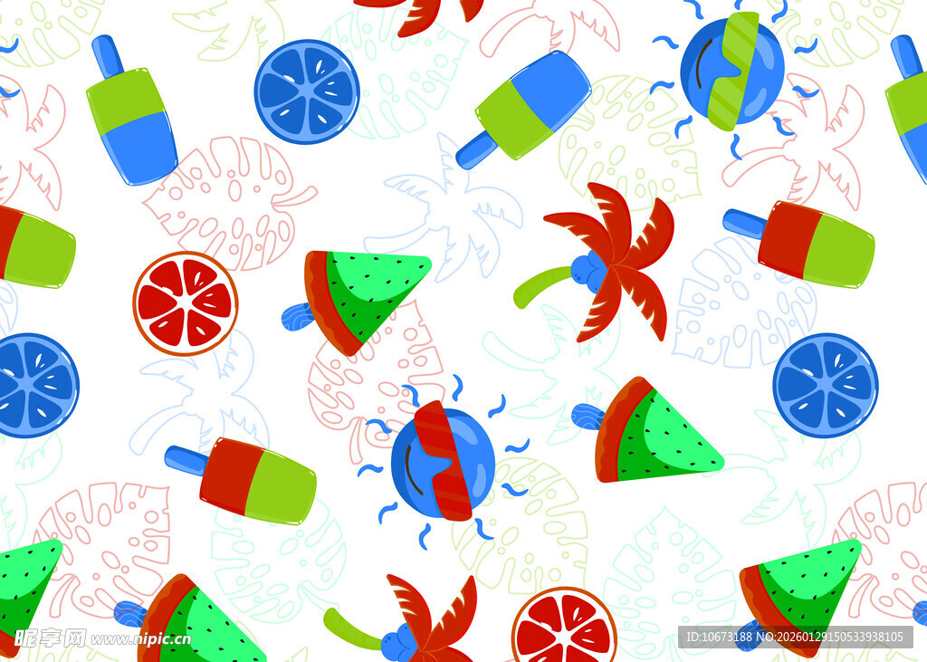 多彩夏日冰淇淋图案背景