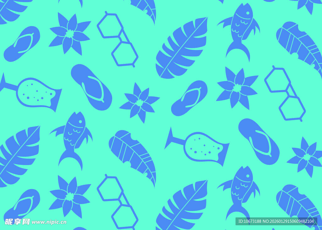 海洋元素无缝图案背景