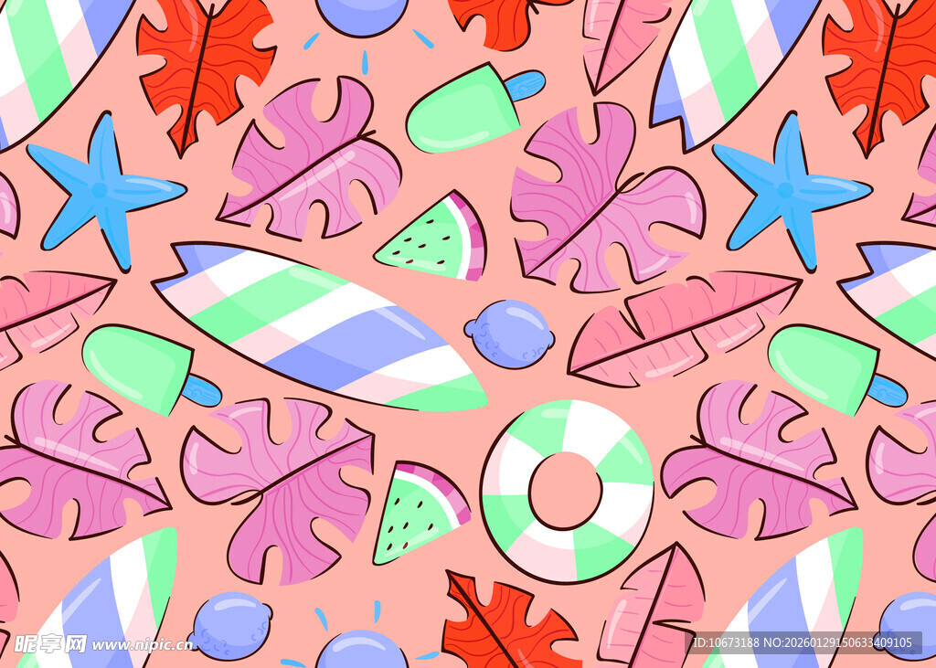 多彩海洋主题装饰图案