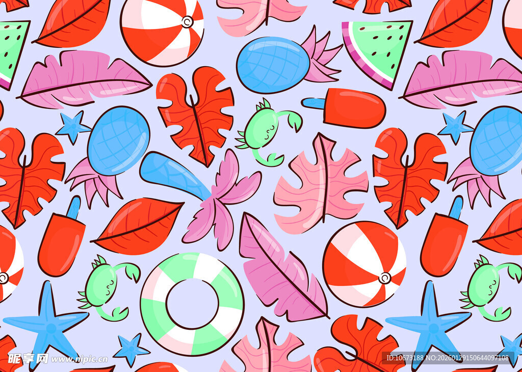 夏日海洋风图案布料