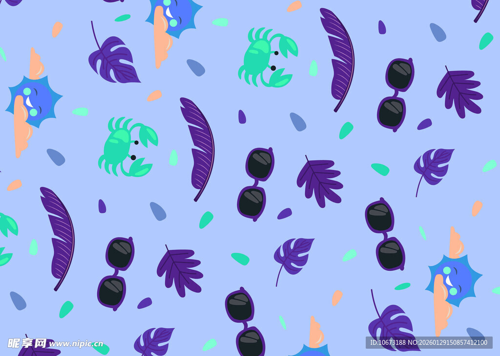 紫色底花卉叶子图案背景