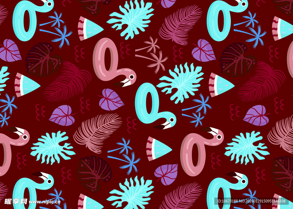 火烈鸟热带风图案背景