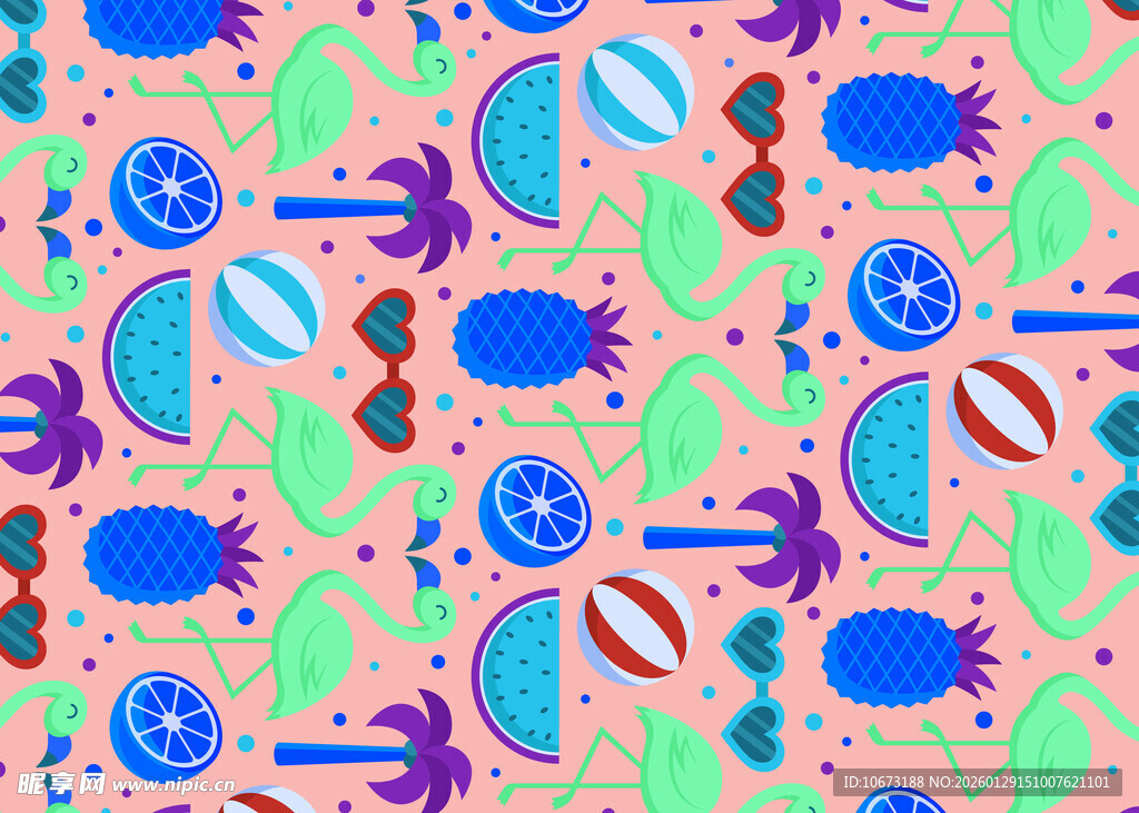 海洋元素多彩图案背景