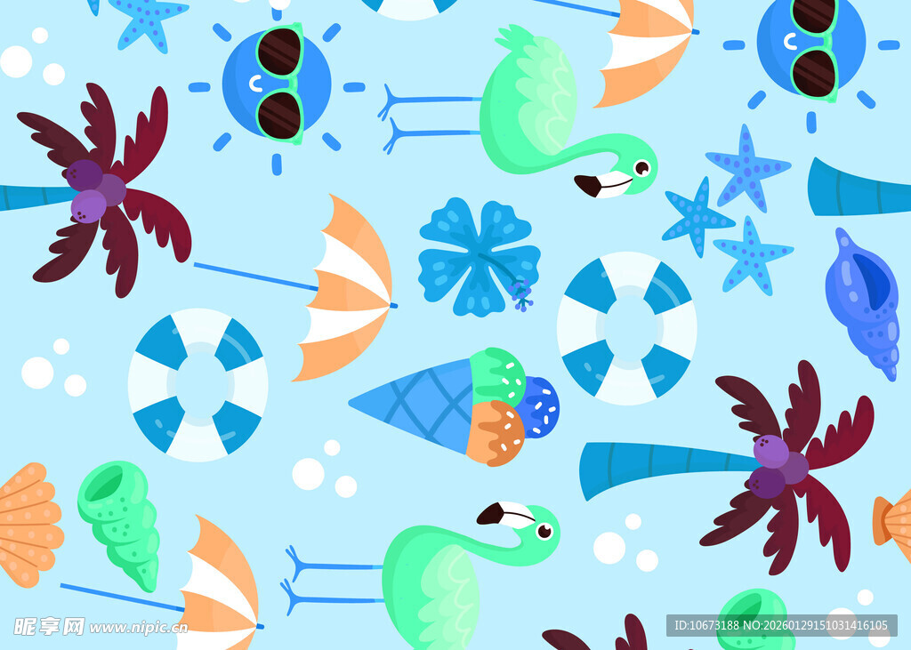 海洋主题夏日元素图案