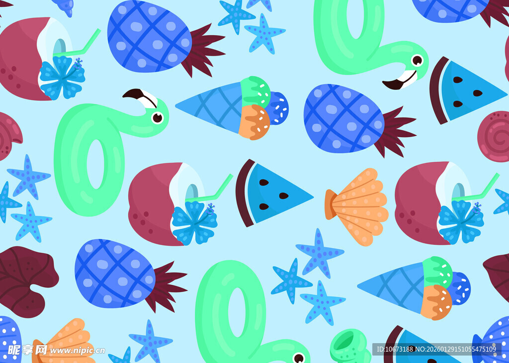 海洋元素卡通图案背景