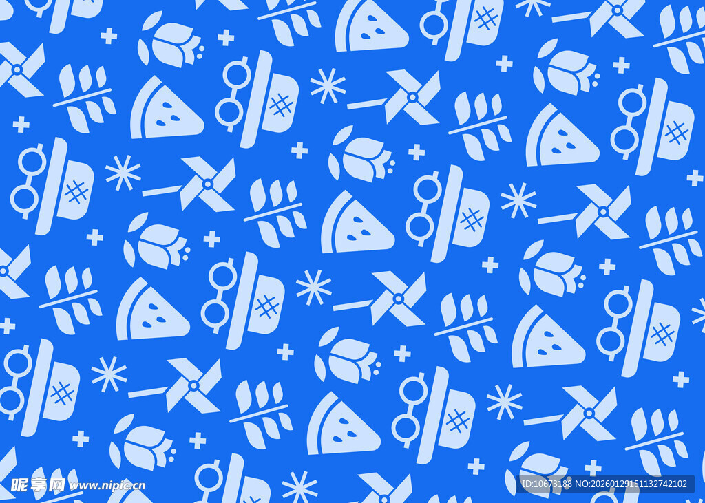 蓝色海洋元素无缝图案