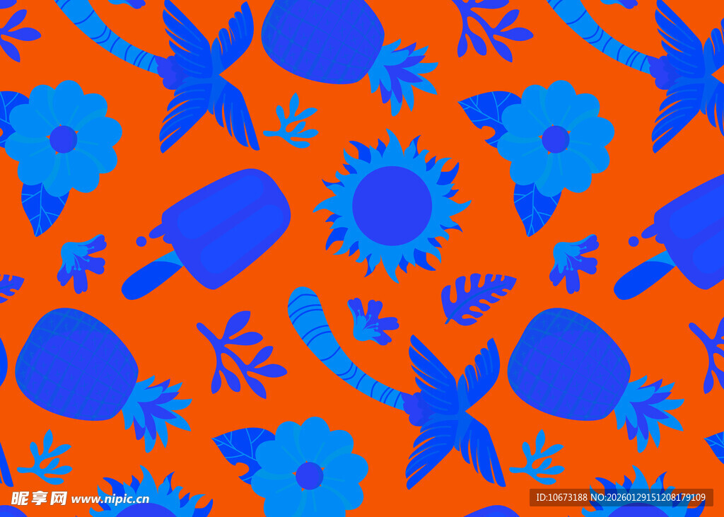 海洋元素橙色背景图案