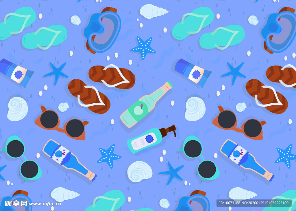 夏日海滩度假元素图案