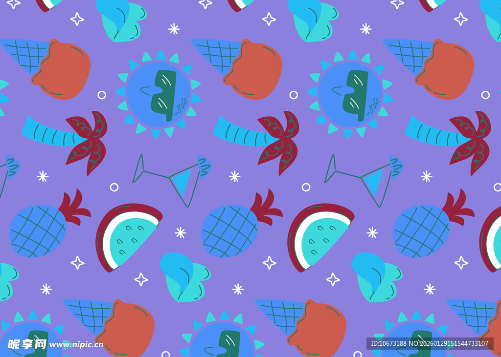 多彩热带风图案背景