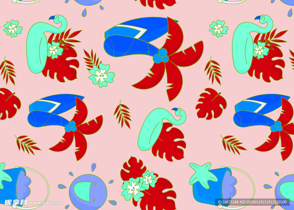 海洋元素多彩图案背景