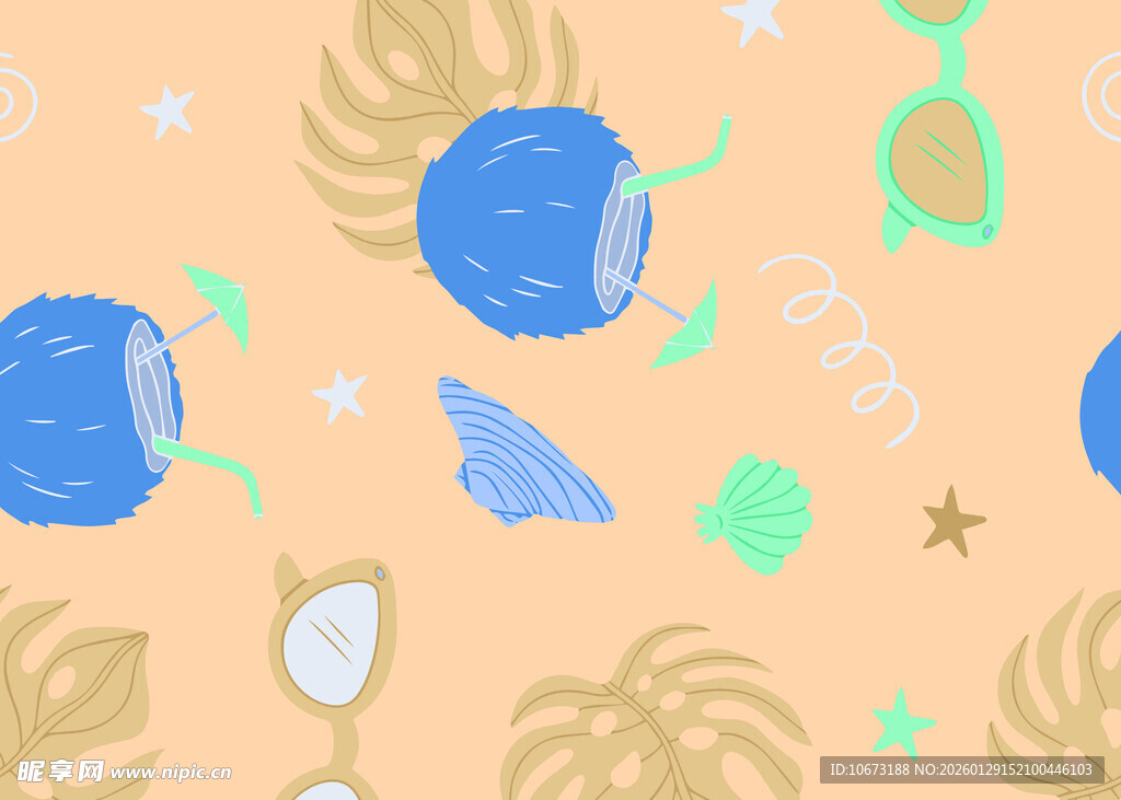 海洋元素卡通图案背景