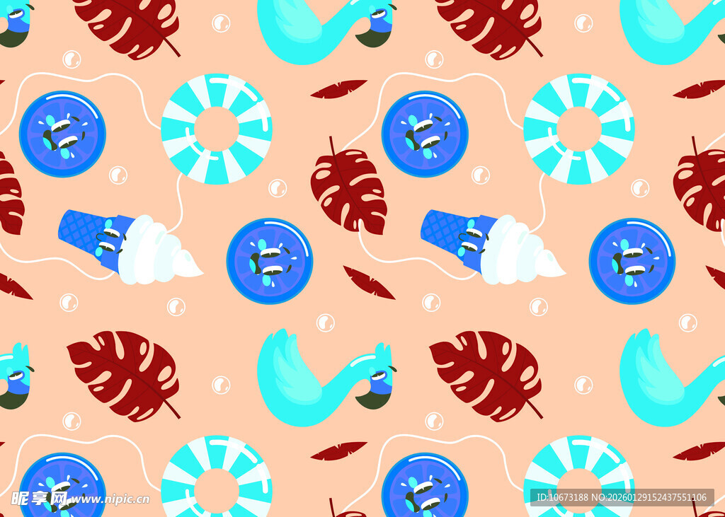 多彩纽扣叶子图案背景