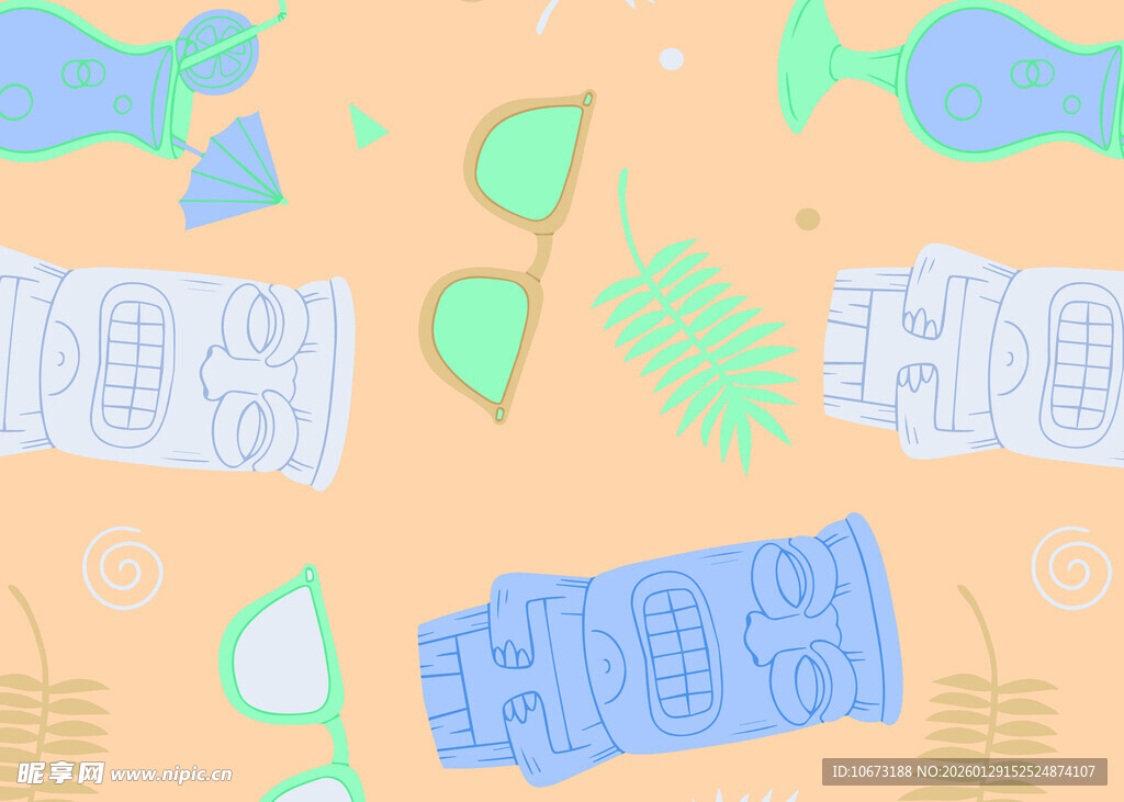 夏日清凉海洋风图案元素