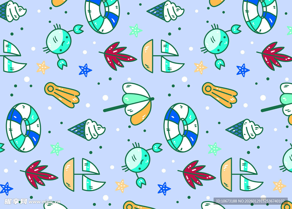 卡通太空元素无缝图案