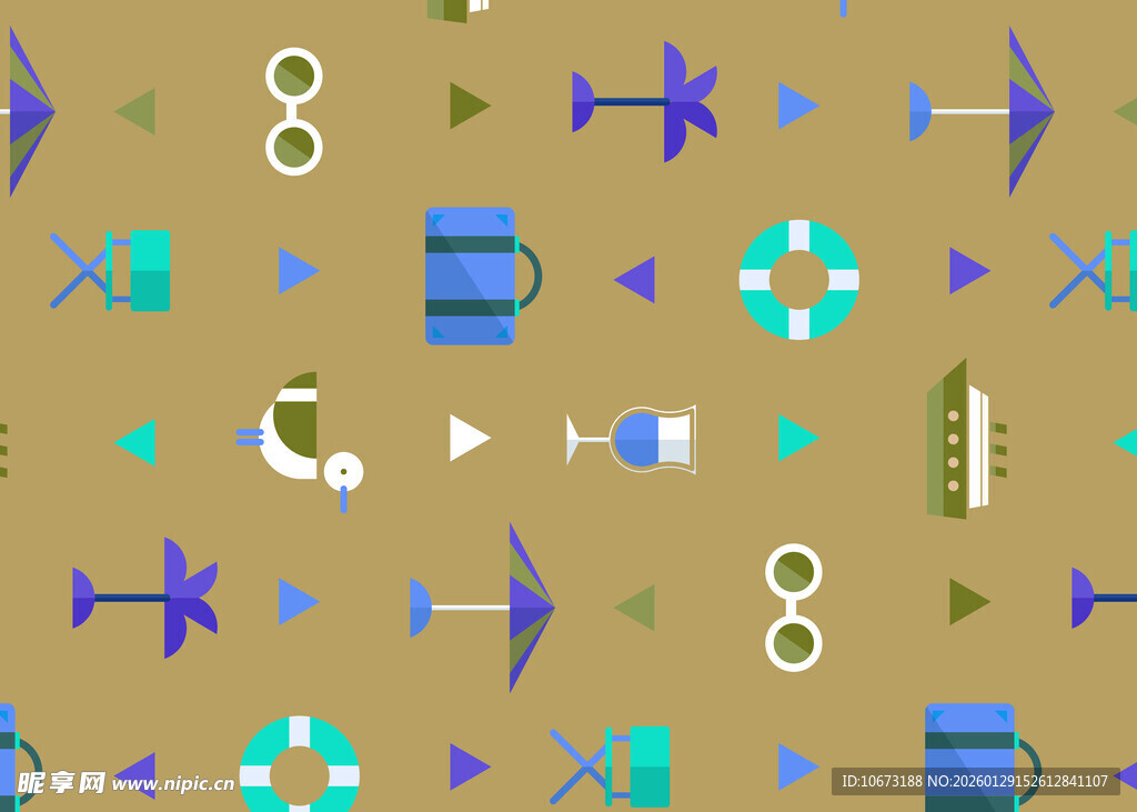 海洋元素几何图案背景