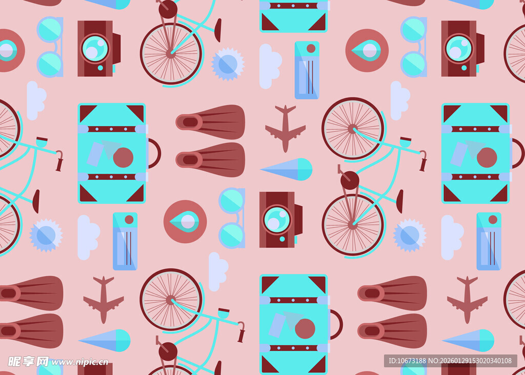 复古航海元素无缝图案