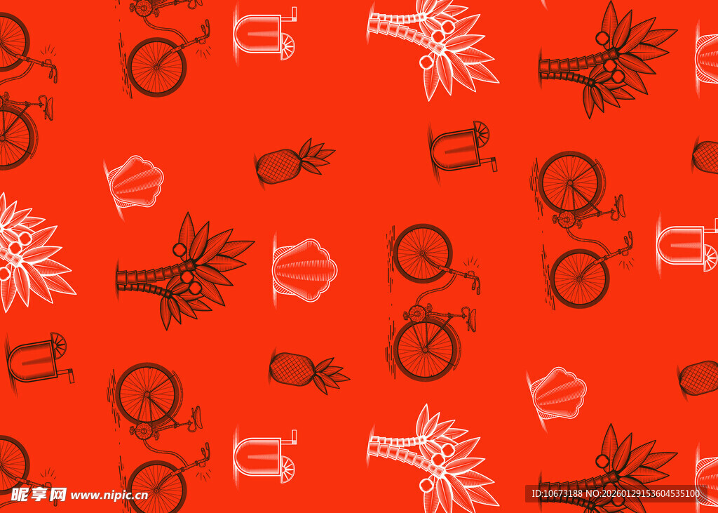 红色背景简约图案设计