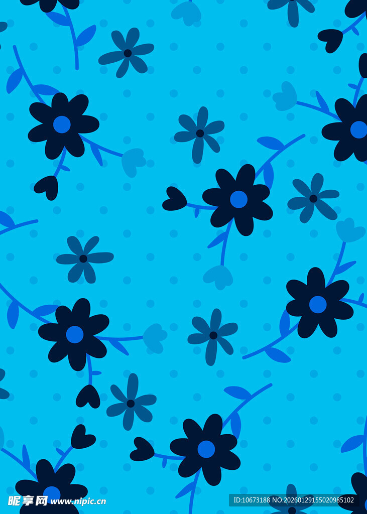 蓝色背景花朵图案纹理