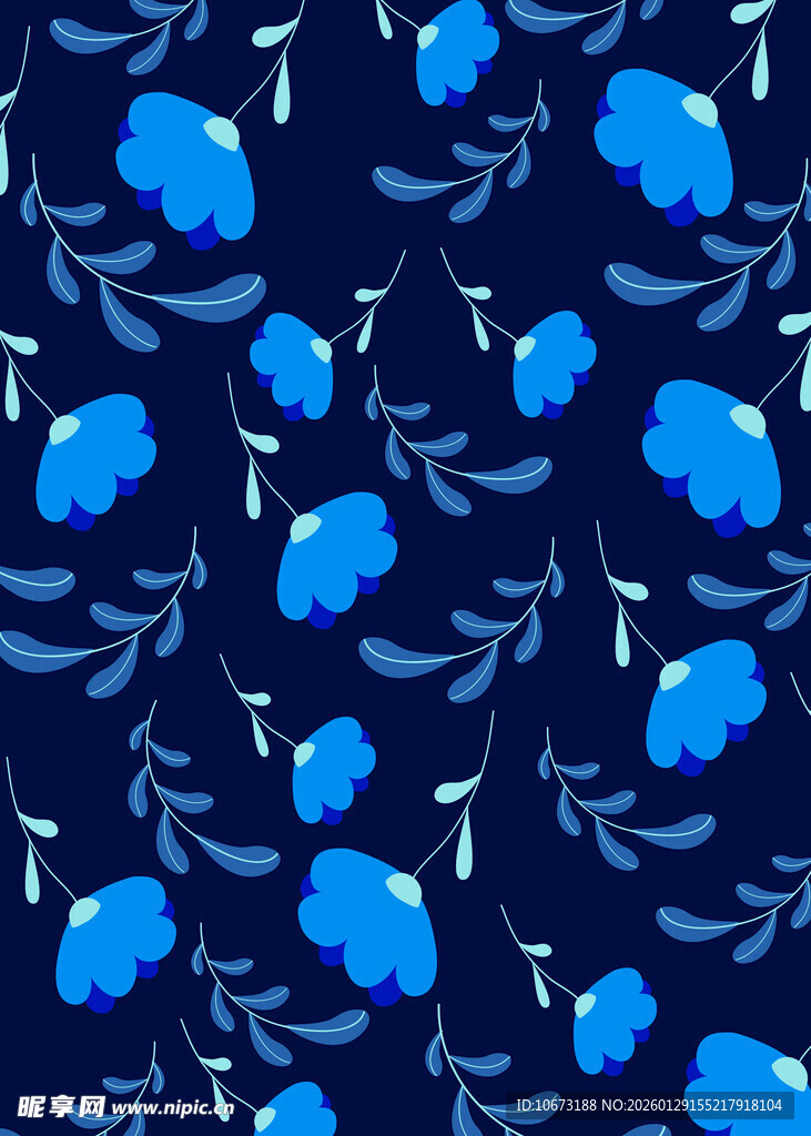 蓝色花卉图案背景