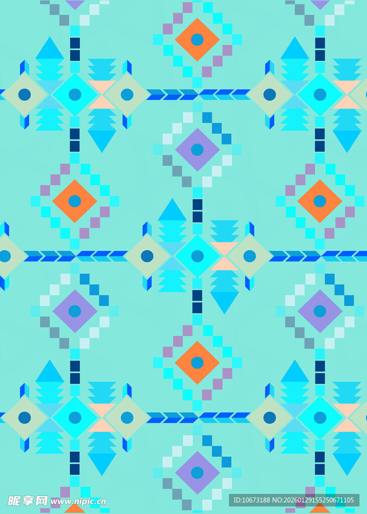 几何图案的清新蓝色背景