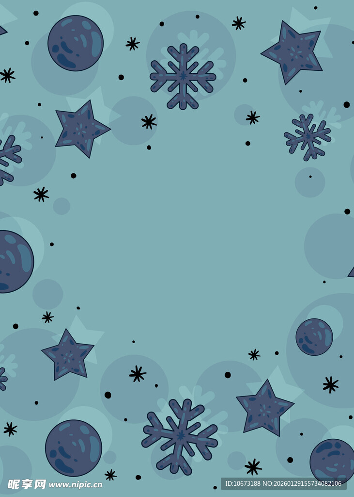 蓝色星空雪花装饰图案
