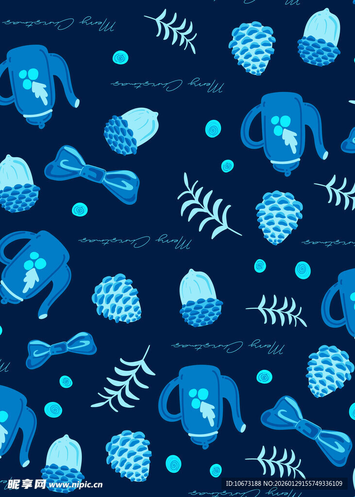 蓝色动物图案背景布料