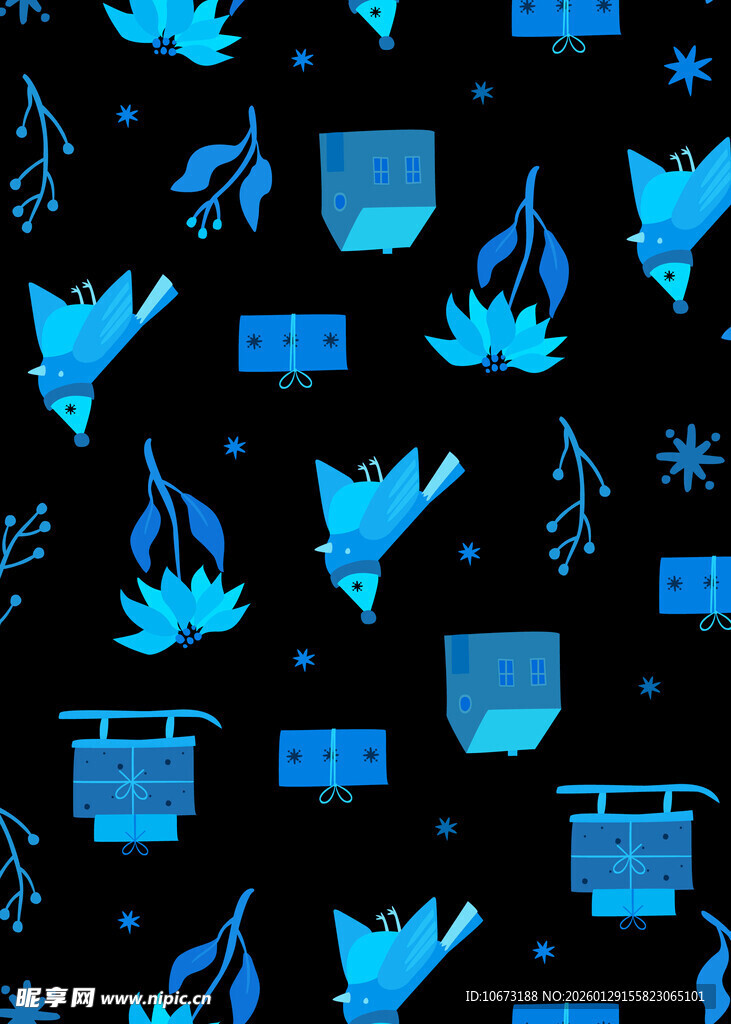 蓝色火焰图案无缝背景