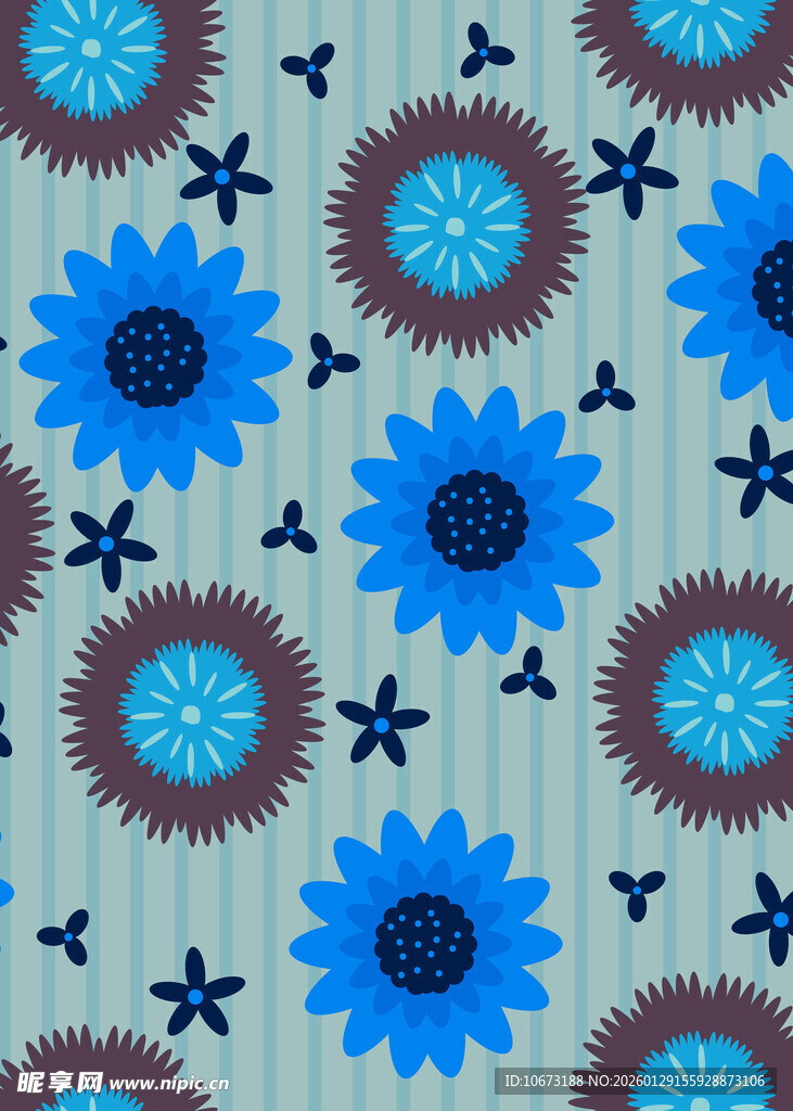 蓝紫花朵条纹图案背景