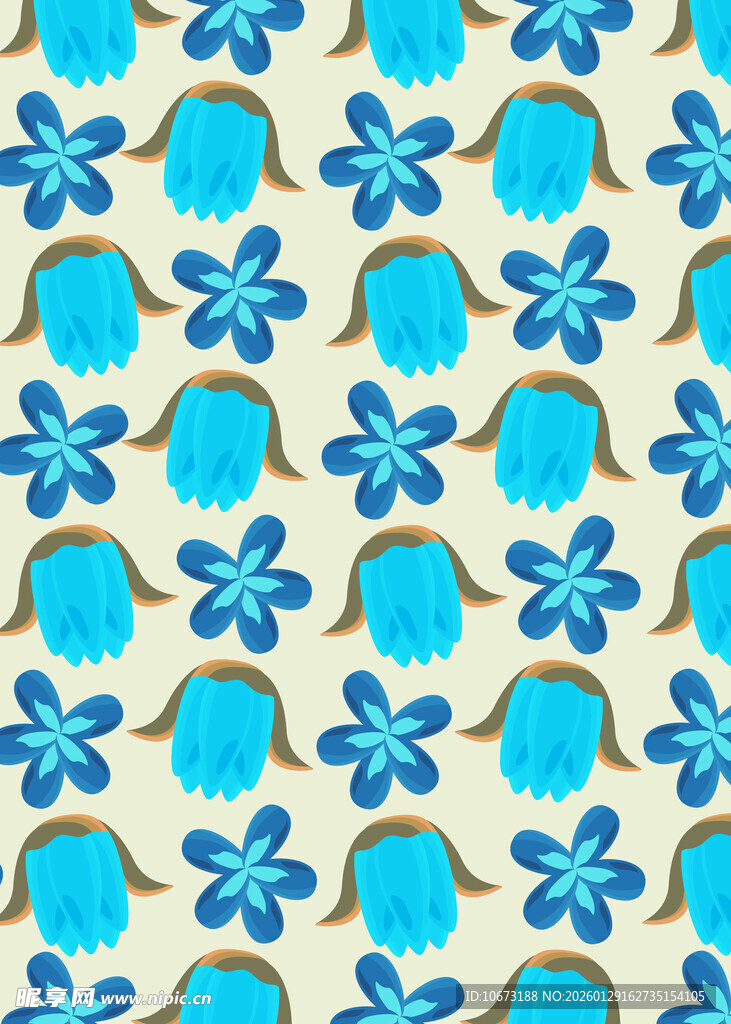 蓝白花卉图案背景设计