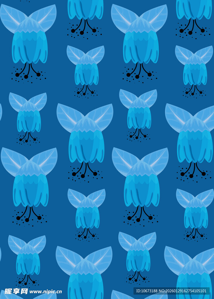 蓝色梦幻水母图案背景
