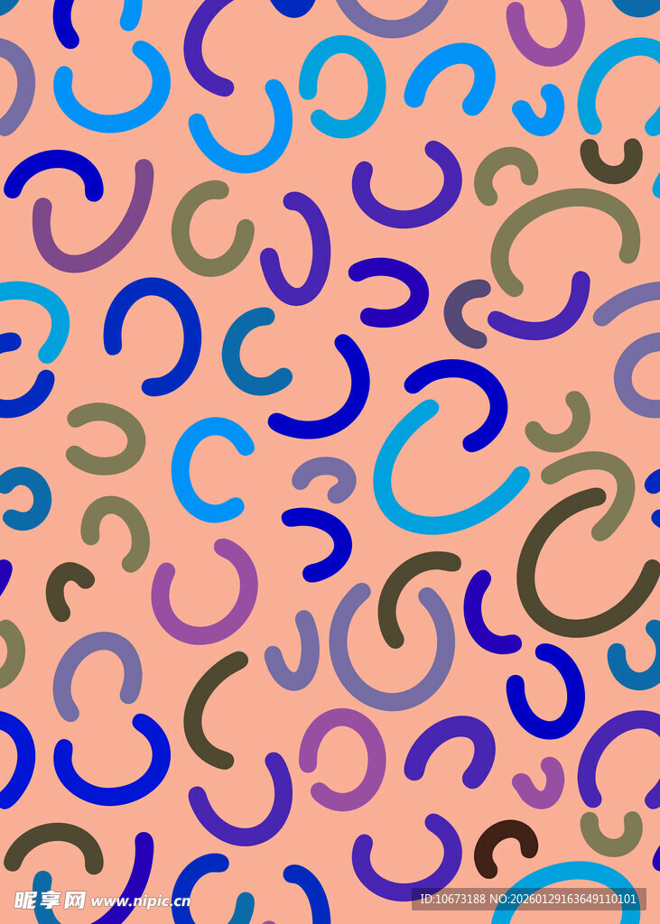 多彩曲线构成抽象图案