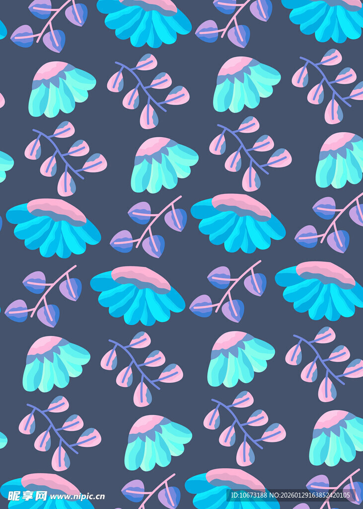 蓝色系伞形图案背景