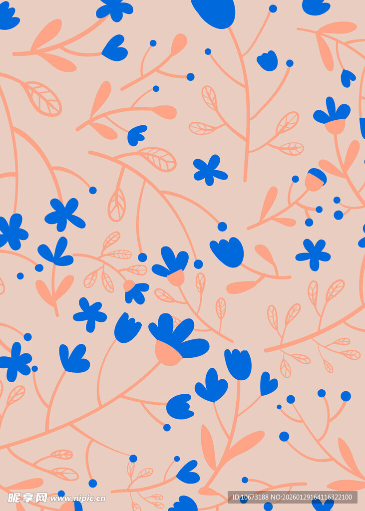 蓝粉花卉图案背景