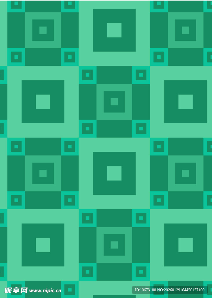 绿色几何方块无缝图案