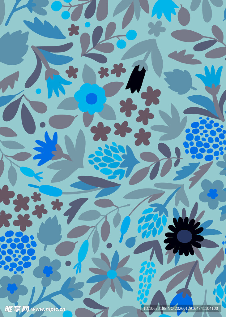 蓝调花卉图案背景