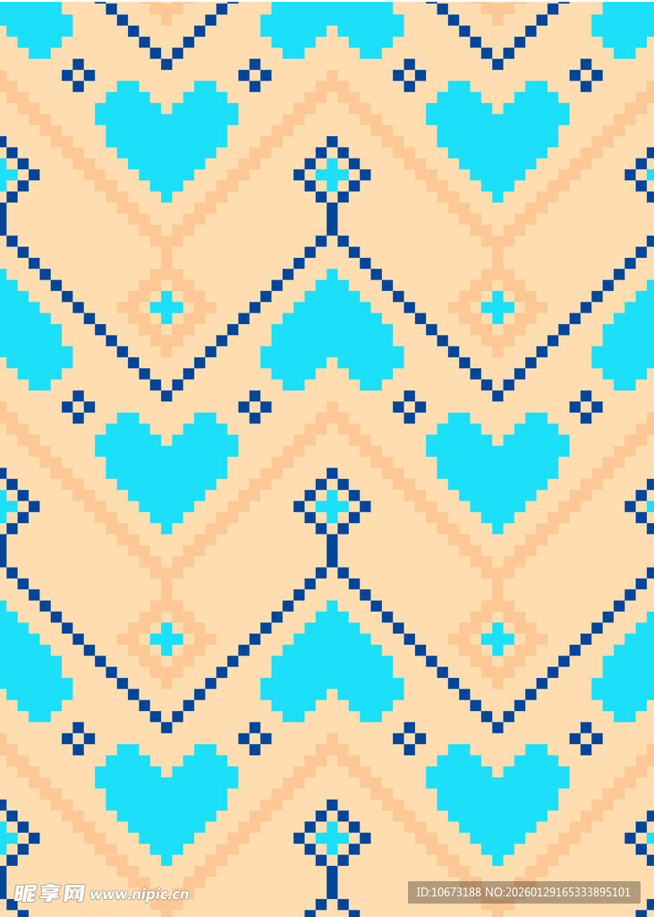 蓝心几何图案背景纹理