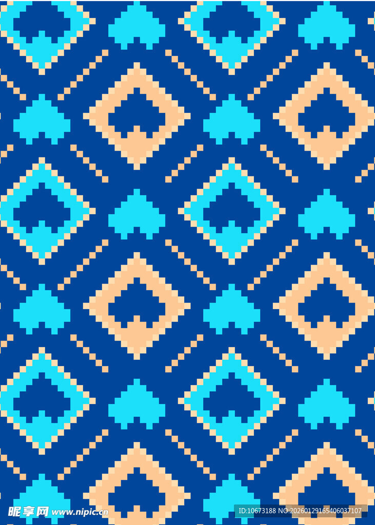 几何图案蓝色橙色无缝背景