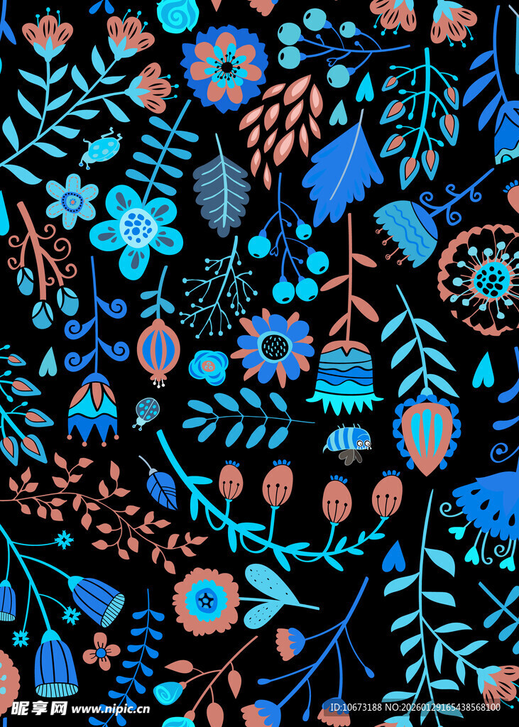 多彩花卉图案背景纹理