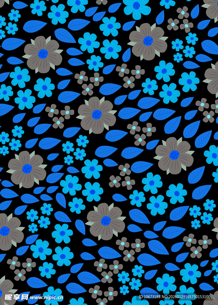 蓝色花卉图案背景纹理