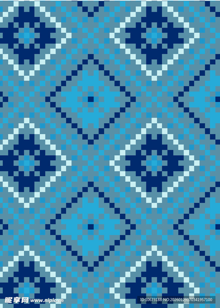 蓝色几何图案民族风纹理