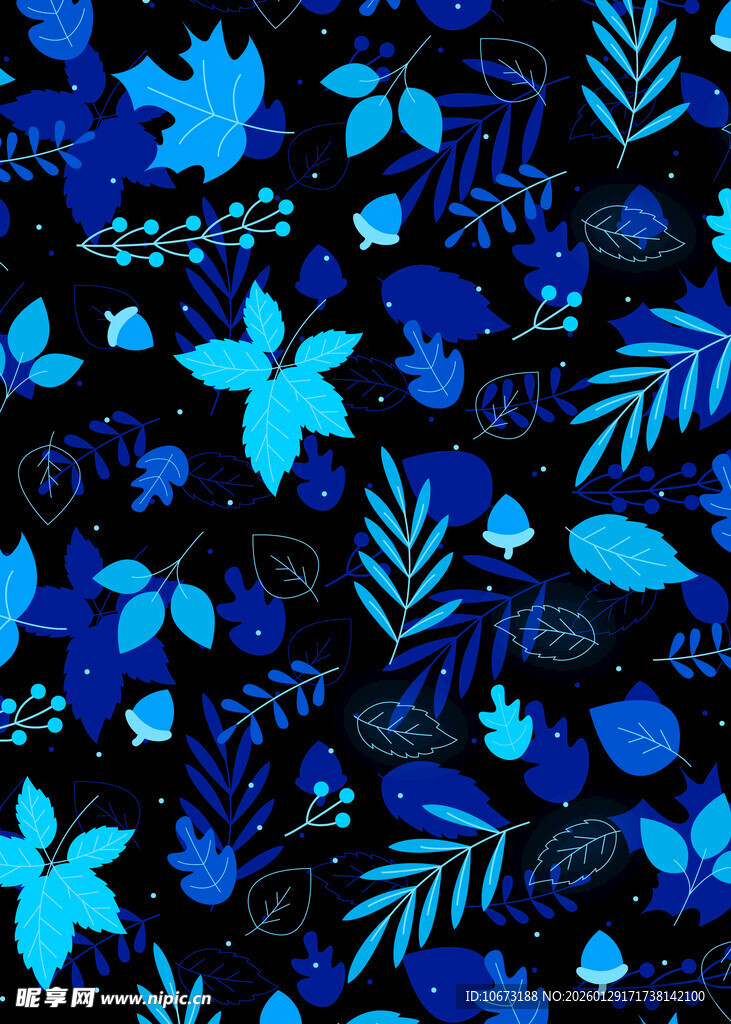蓝色花卉抽象图案背景