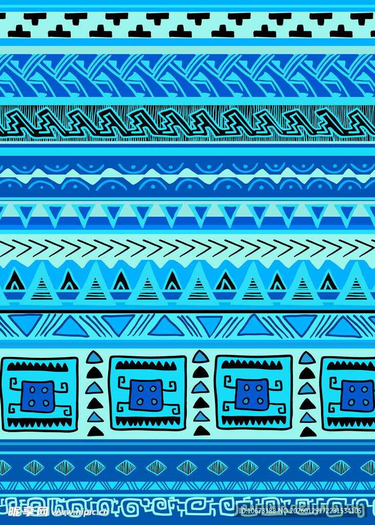 蓝色几何图案民族风纹理