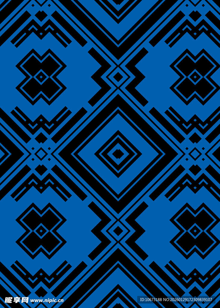 蓝色几何图案民族风纹理