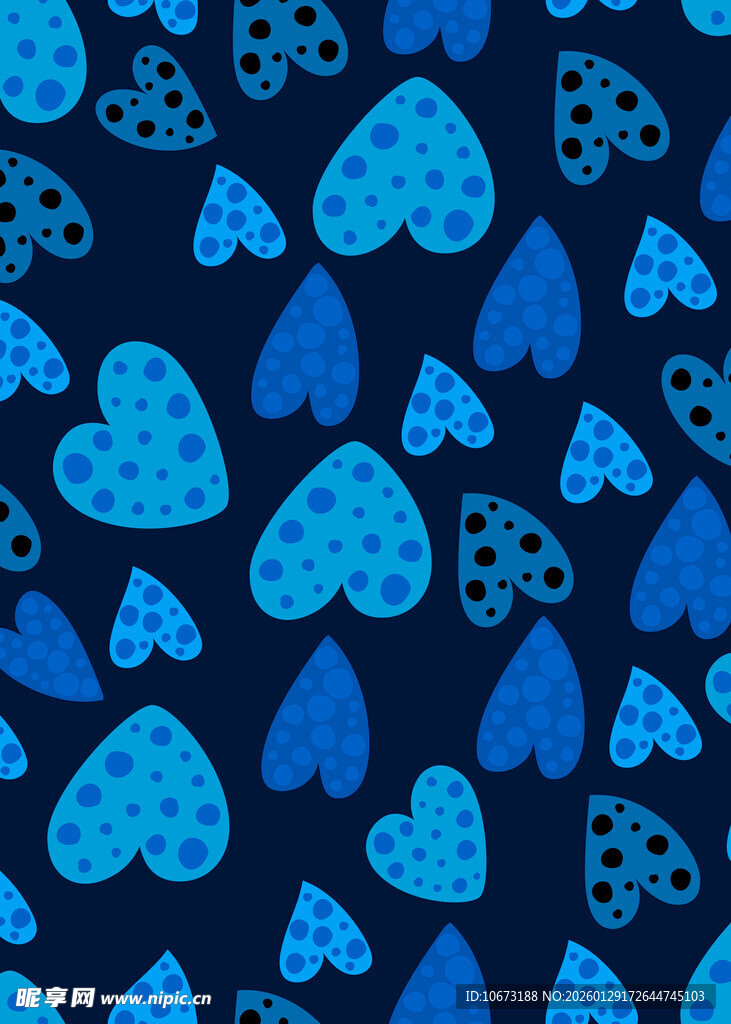 蓝色心形图案无缝背景