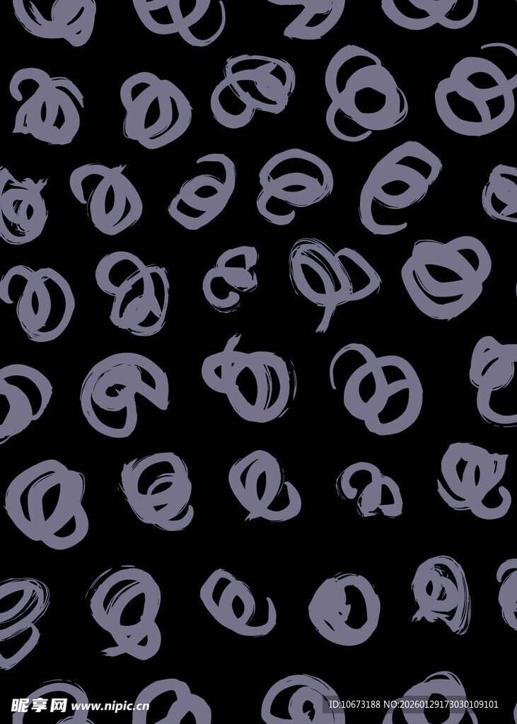黑色底上的紫色椒盐卷饼图案